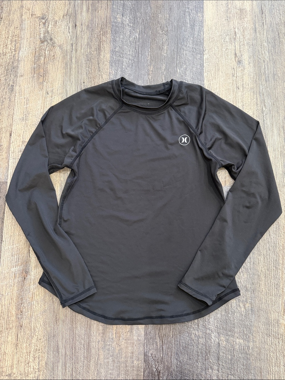 Hurley Black Long-Sleeve Swim Shirt with Logo